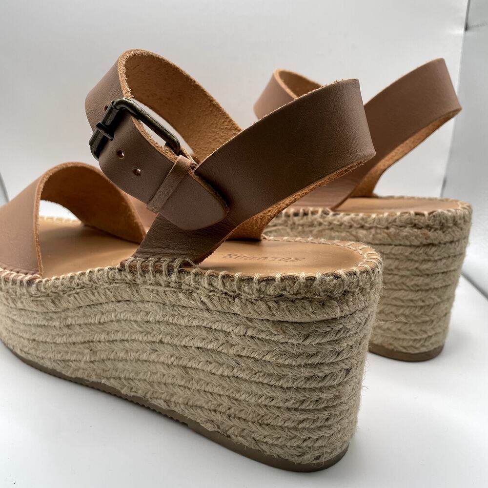 SOLUDOS  Minorca Beige Leather Espadrille Platform Sandals  Size 9,5 vacation - Picture 6 of 12